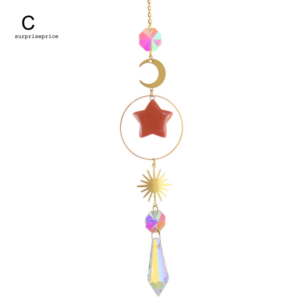 Dreamcatcher Hình Mặt Trời / Ngôi Sao / Mặt Trăng Màu Cầu Vồng Lấp Lánh Treo Trang Trí Sân Vườn