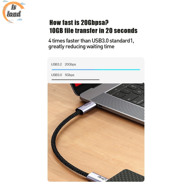 Dây Cáp Truyền Dữ Liệu 100w Với Đầu Ra Emark 5a C Male Sang C Male 3.2gen 20gb