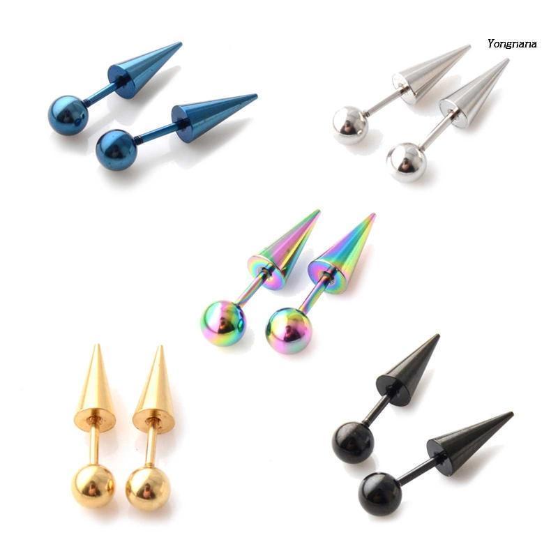 Set 2 Khuyên Tai Đinh Tán Bằng Thép Không Gỉ 5 Màu Thời Trang Cho Nam Nữ