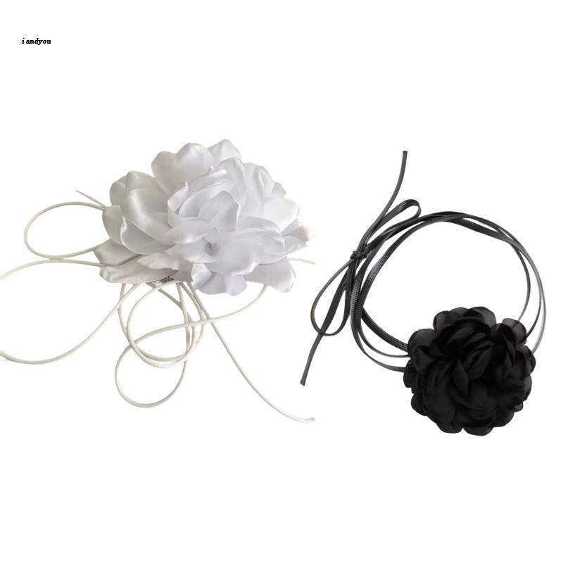 ✿ Dây Chuyền Vải Satin Hai Lớp Họa Tiết Hoa Phong Cách Bohemian