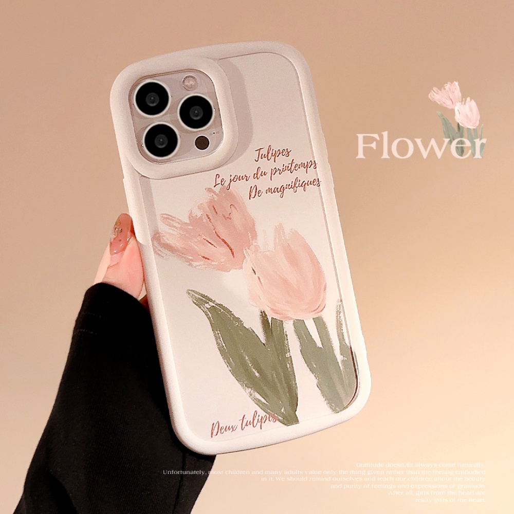 Ốp Điện Thoại TPU Mềm Chống Sốc Họa Tiết Hoa Tulip Cho IPhone 14 13 12 11 Pro Max X XR 8 7 Plus SE