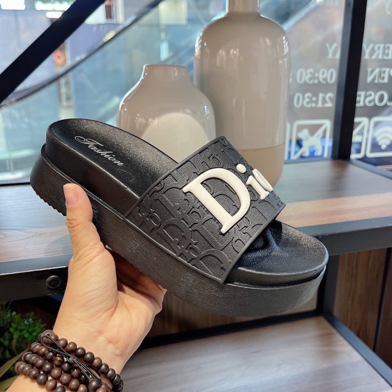 Dép bánh mỳ Fashion đúc nguyên khối cao su chữ DIO đế cao 6cm FDIO TRANGBIHUE TRANGBIHUE