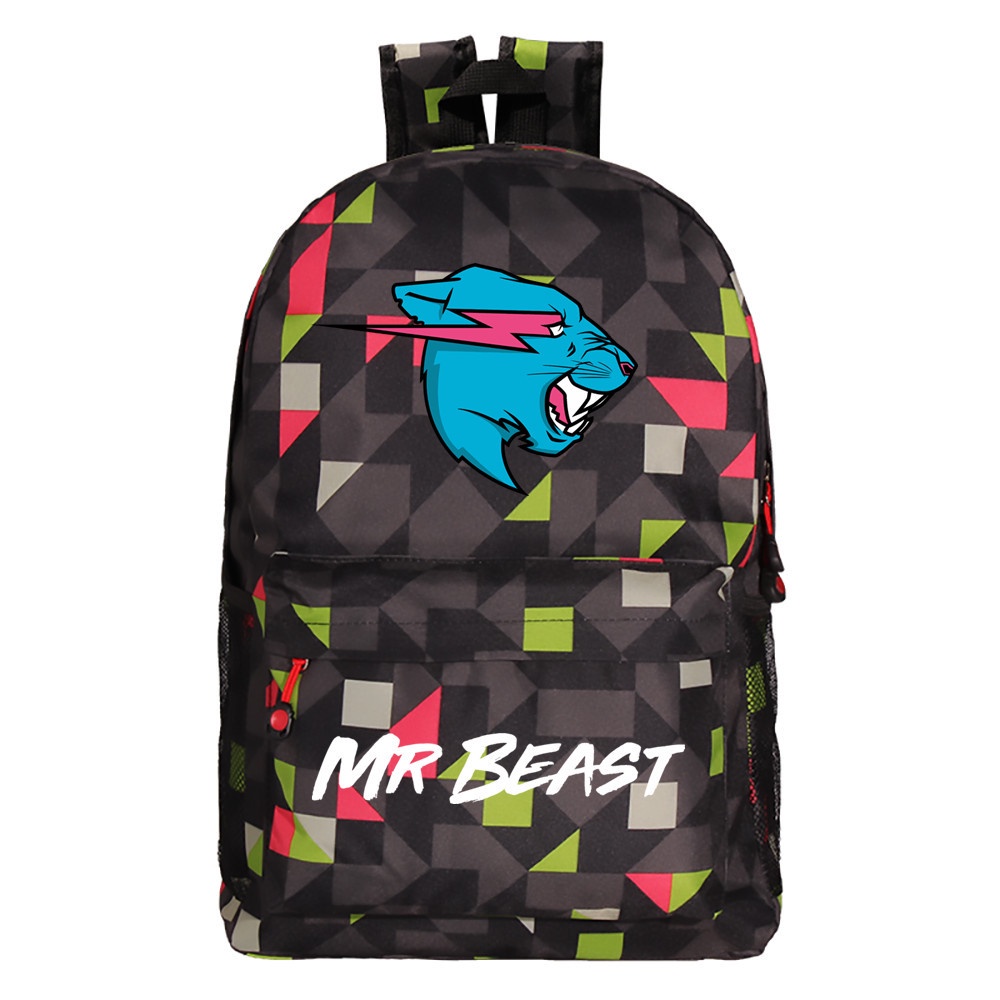 Mr Beast Balo Cỡ Lớn Thoáng Khí Có Khóa Kéo In Hình Mèo Tia Chớp Trẻ Trung