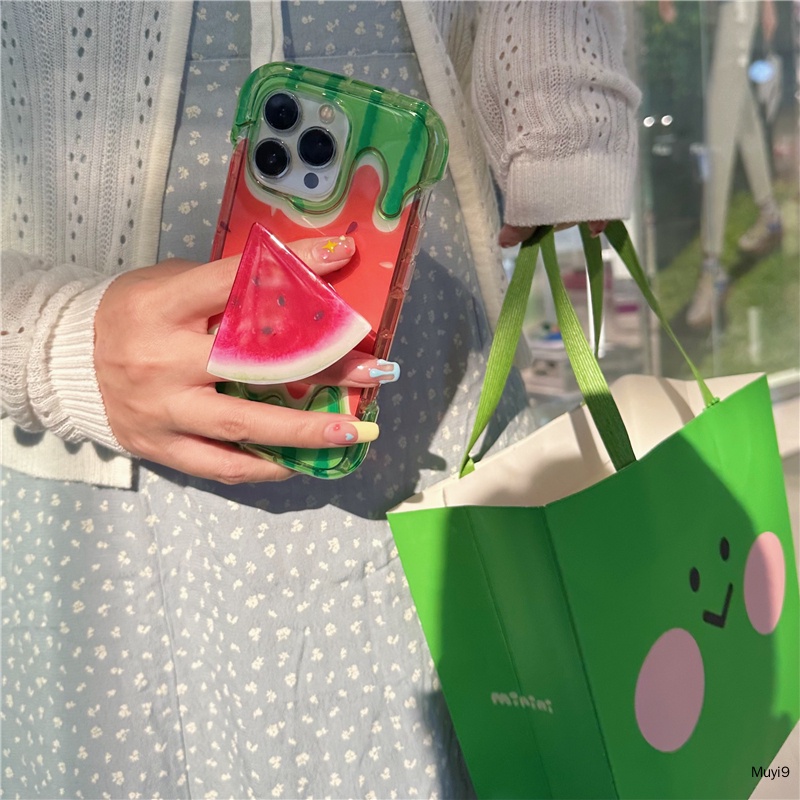 Mới Ốp Điện Thoại Dẻo Họa Tiết Cây Kem / Dưa Hấu / Dưa Hấu Kèm Giá Đỡ Cho IPhone14ProMax 13ProMax IPhone12 Pro MAX / 11Promax IPhone14 / 13Pro