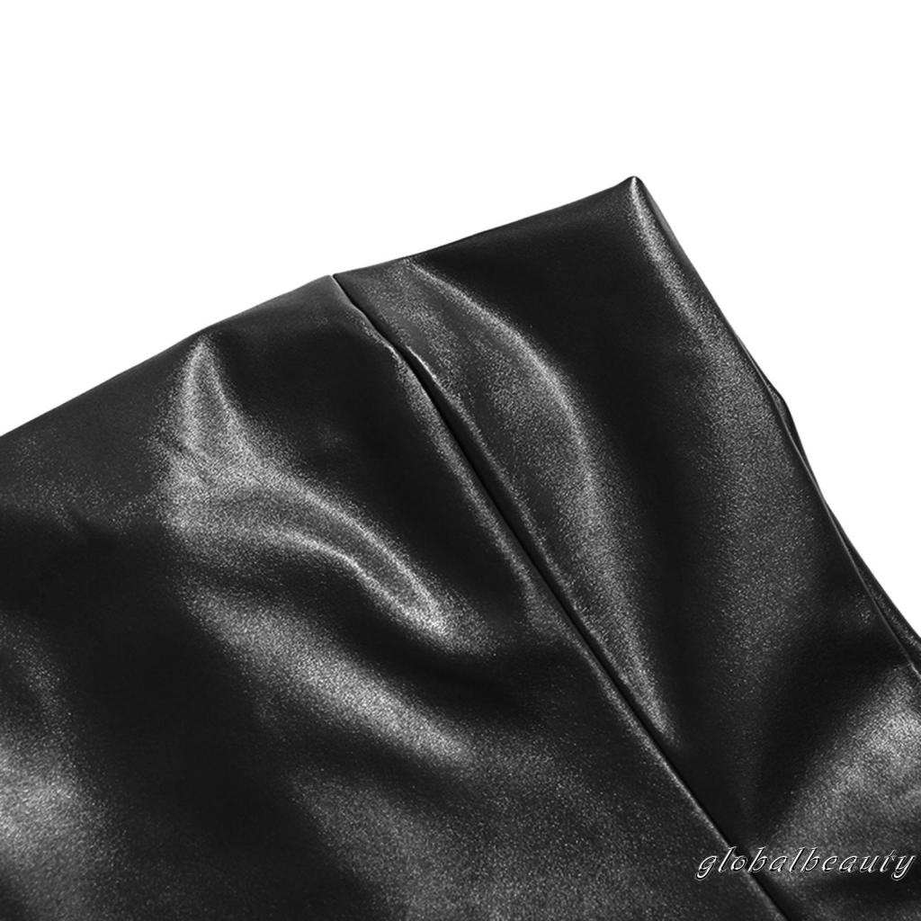 Đầm Dài Không Tay Bằng Da Giả Màu Trơn Thời Trang Dành Cho Nữ