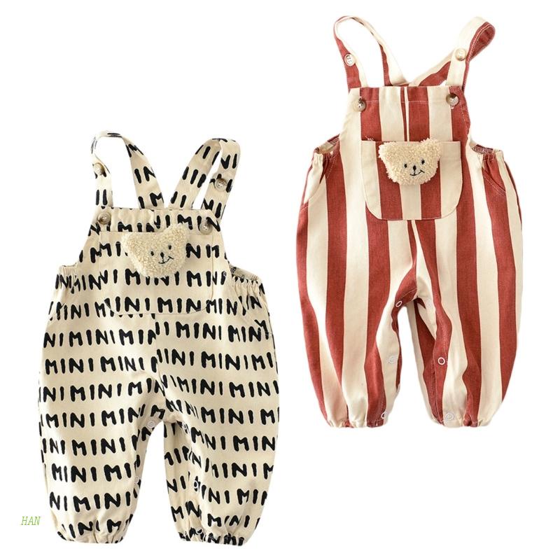 Bộ Áo Liền Quần Hai Dây Thoáng Khí Họa Tiết Hoạt Hình Dễ Thương Cho Bé Sơ Sinh