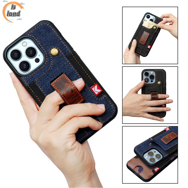 Ốp Điện Thoại Dạng Ví Có Ngăn Đựng Thẻ Và Dây Đeo Cổ Tay Cho Iphone13 Pro / Iphone14