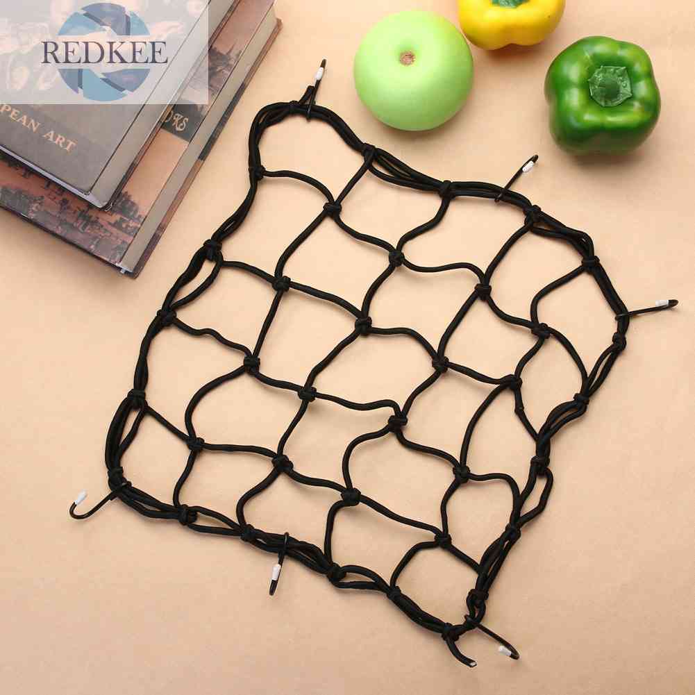 Lưới Giữ Hành Lý Co Giãn 28cm * 28cm Có Móc Gắn Xe Đạp / Xe Máy