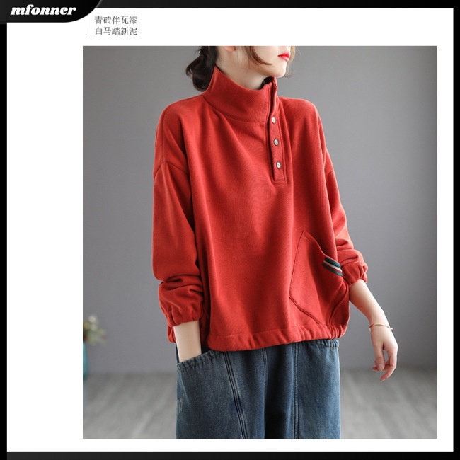 Áo Thun Nữ Dài Tay Cổ Lọ Màu Sắc Nhã Nhặn Thời Trang