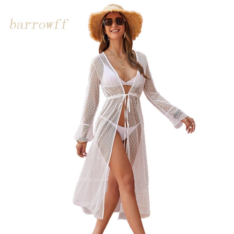 Brroa Áo Khoác Cardigan Kimono Cột Dây Trước Họa Tiết Chấm Bi Gợi Cảm Cho Nữ