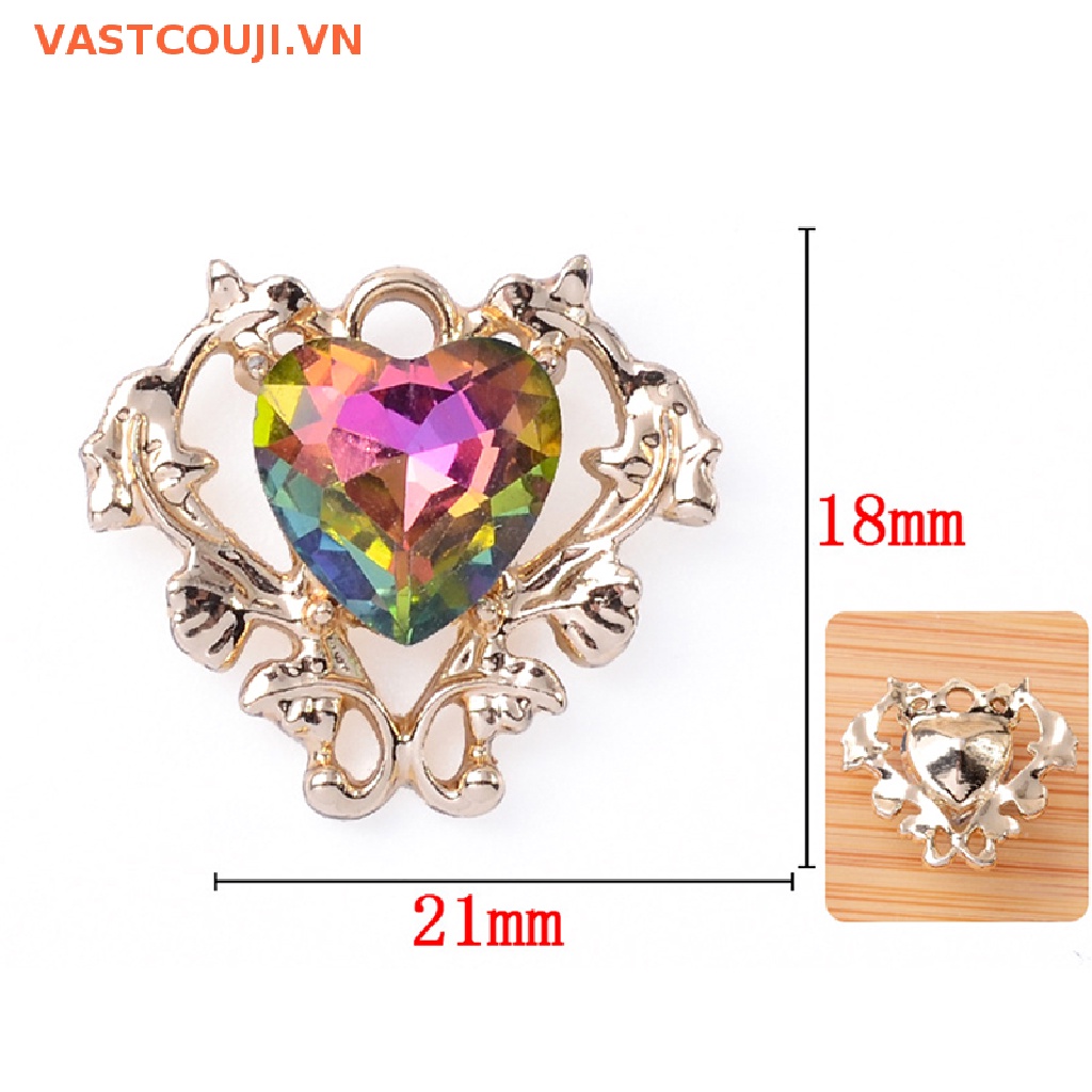 Set 5 Mặt Vòng cổ Hình Trái Tim Rỗng Bằng Hợp Kim Màu Vàng Kích Thước 18 * 21mm DIY
