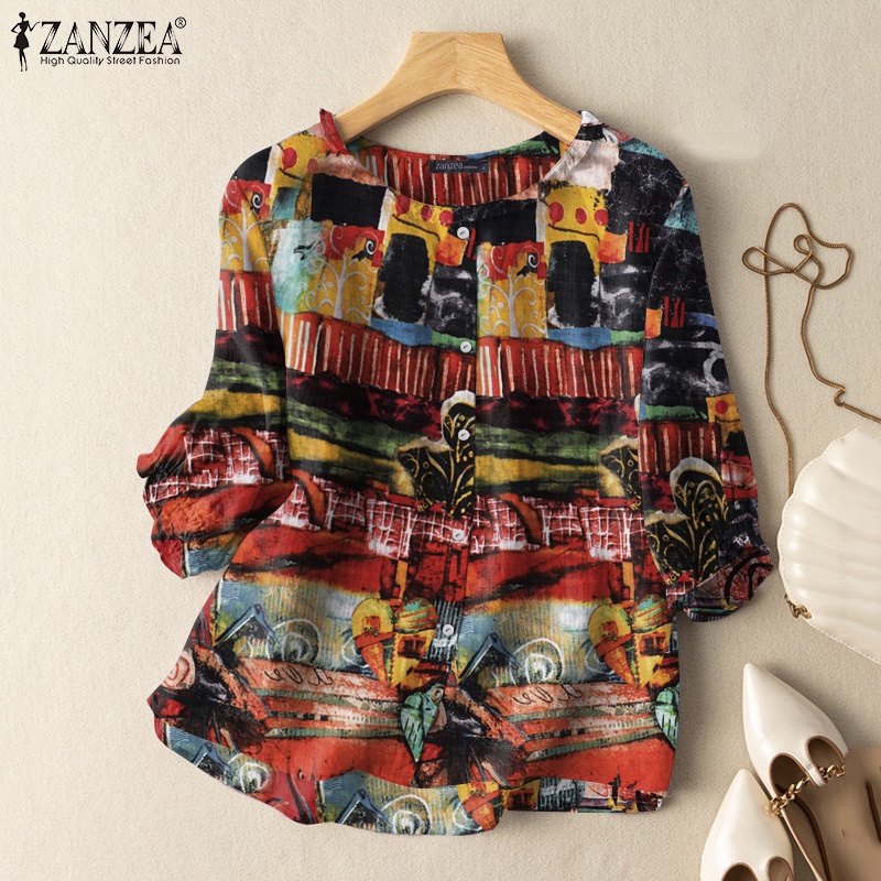 Zanzea Áo Nữ Tay Dài Họa Tiết Caro Phong Cách Retro