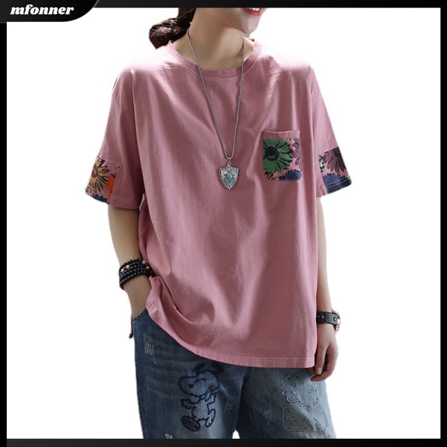 Áo Thun Tay Ngắn Cổ Tròn Dáng Rộng In Họa Tiết Thời Trang Cho Nữ