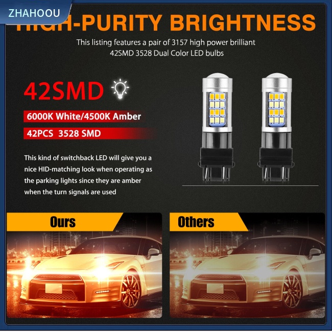 ☃Nhà Cửa☃ Set 4 Bóng Đèn Led Drl 3157 Ánh Sáng Trắng / Hổ Phách Bằng Nhôm Dành Cho Ô Tô