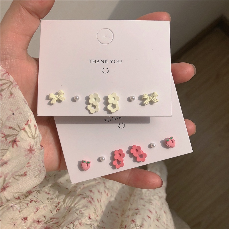 Set 6 Khuyên Tai Đính Ngọc Trai Giả Thời Trang Hàn Quốc Cho Nữ