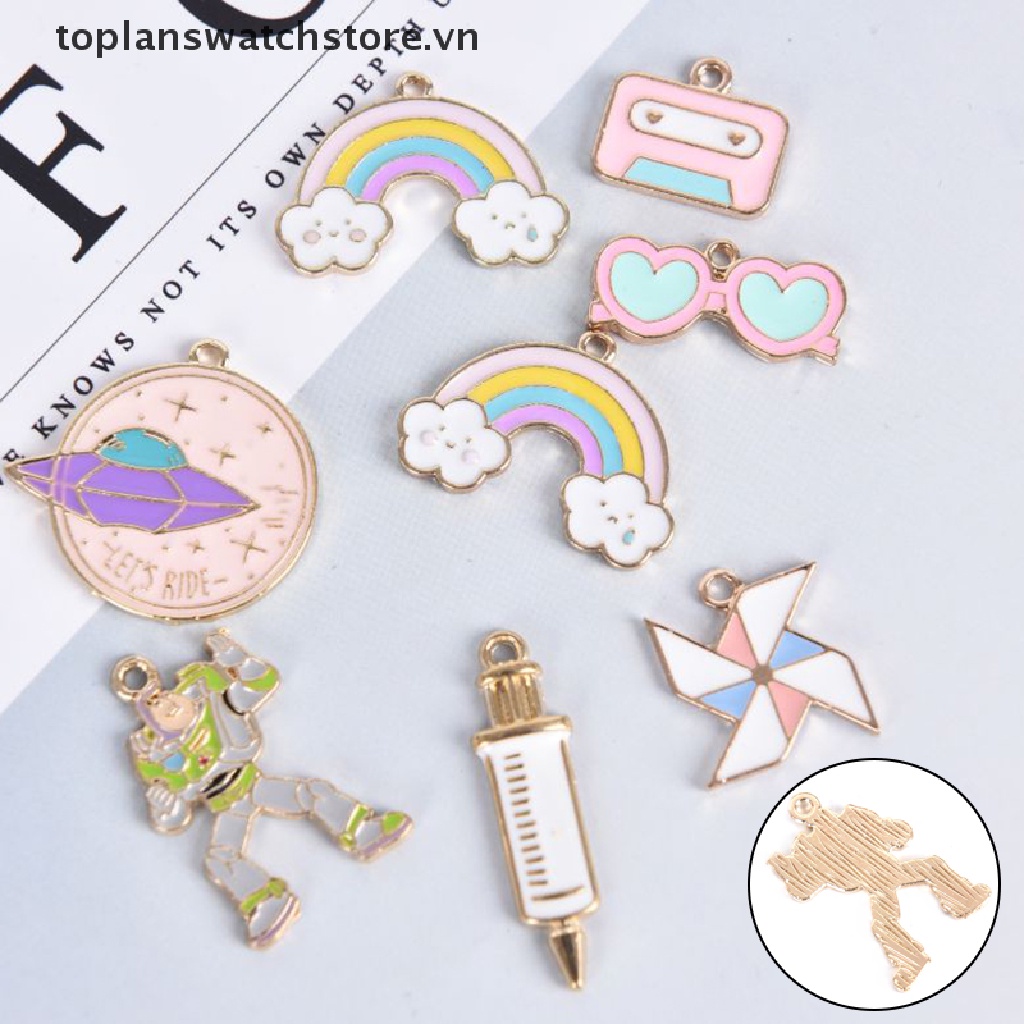 Set 10 Mặt Dây Chuyền Hình Cối Xay Gió Tráng Men DIY