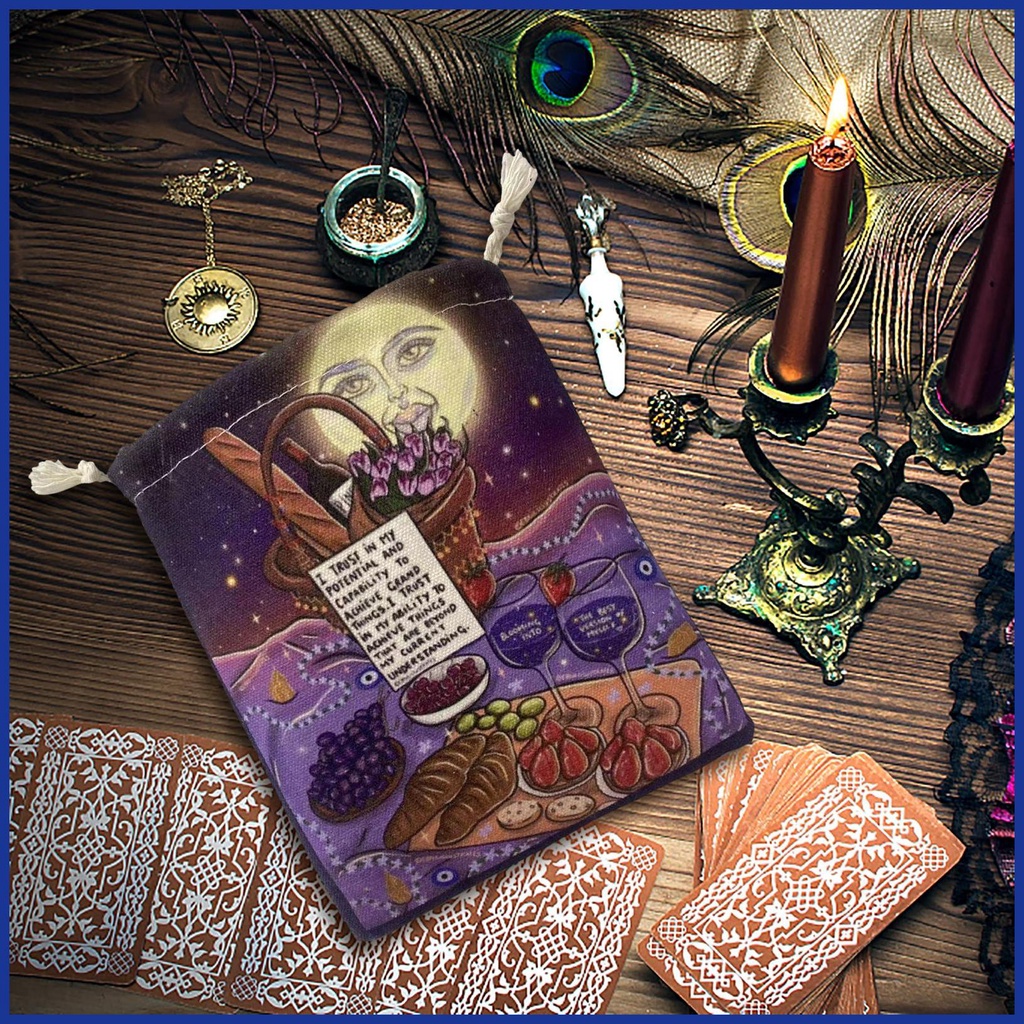 Túi Vải Đựng Bài Tarot Hình Mặt Trăng 5X7 Inch Đa Năng Tiện Dụng