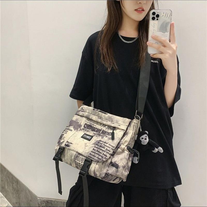 Túi đeo chéo nam nữ đi học đi chơi vải canvas size to, túi ulzzang đeo vai unisex thời trang rẻ đẹp OLUKA TĐV075
