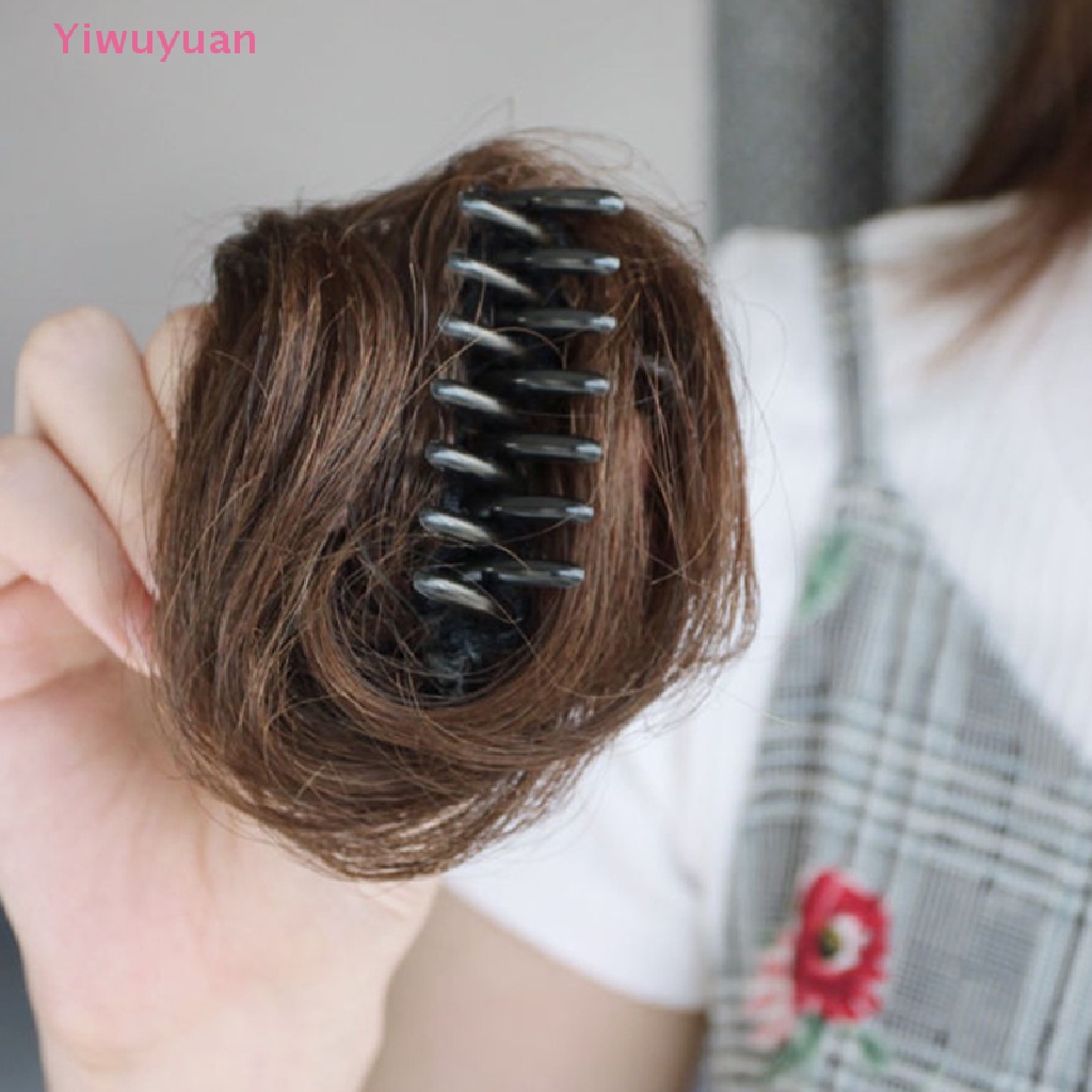 < Yiwuyuan > Kẹp Tóc Giả Thắt Bím Nửa Đầu Dạng Bóng Tròn Mới