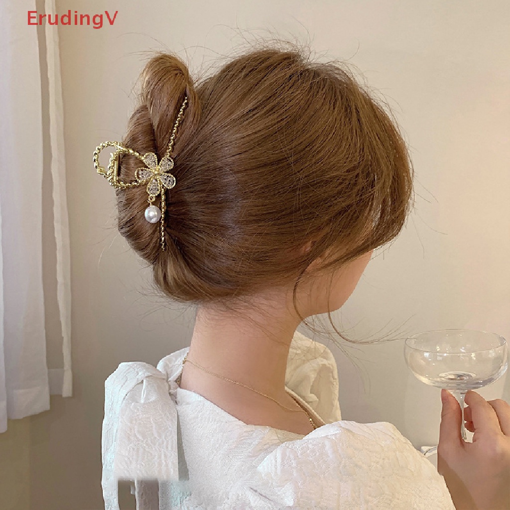 Kẹp Tóc Hình Cá Mập Đính Đá / Ngọc Trai Bằng Kim Loại Cho Nữ