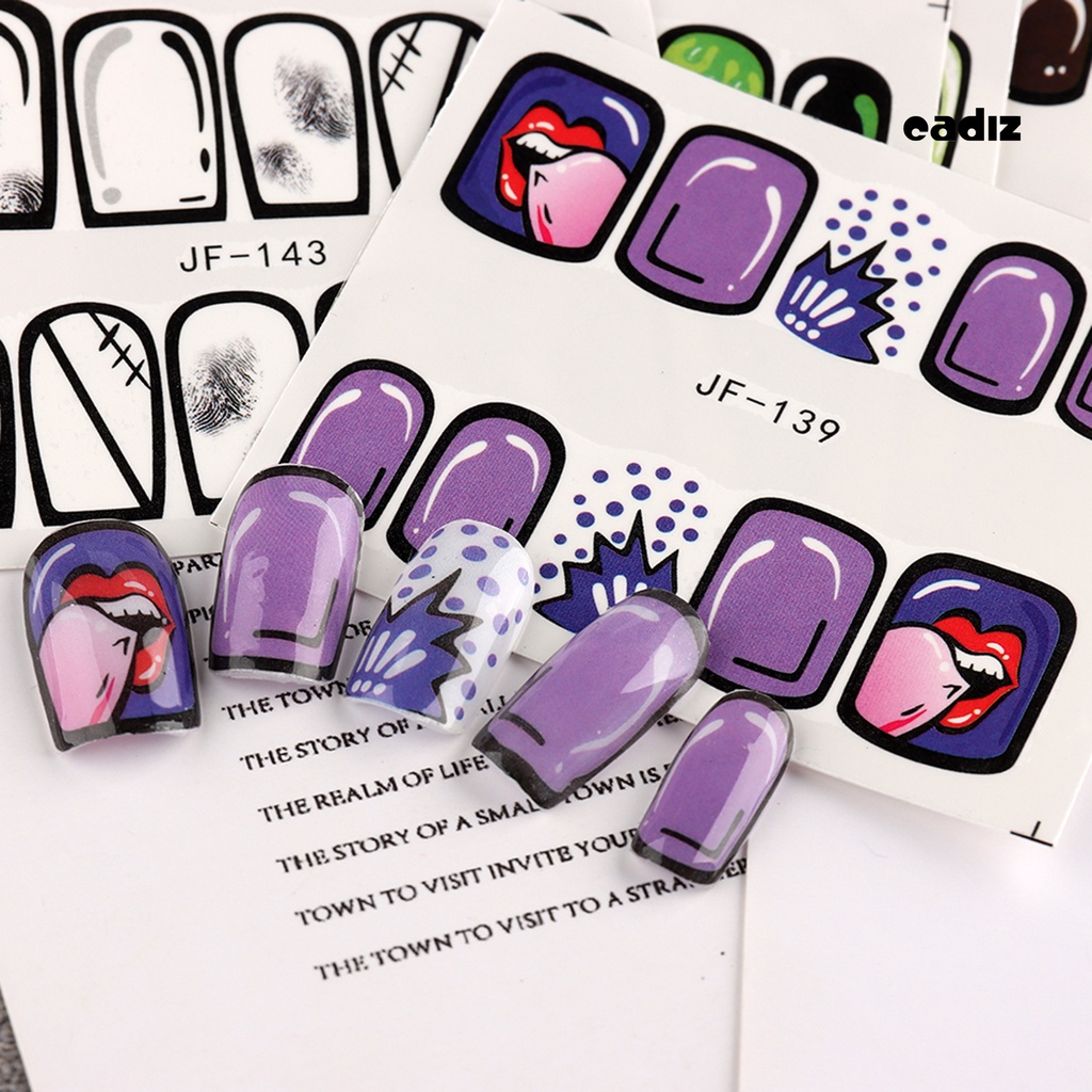Miếng Dán Trang Trí Móng Tay Dạng Trượt Hiệu Ứng 3D Hoạt Hình Không Phai DIY