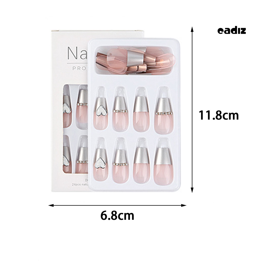 Set 24 Móng Tay Giả Có Keo Dán Đính Đá Trang Trí Toàn Diện Cho Nữ