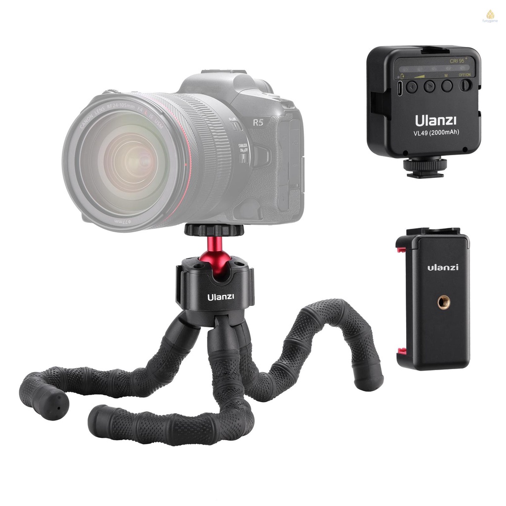Bộ Dụng Cụ Kẹp Điện Thoại Đa Năng Ulanzi + Giá Đỡ Tripod Bạch Tuộc 5500K Mini Có Đèn LED Video + Giá Đỡ Điện Thoại Di Động
