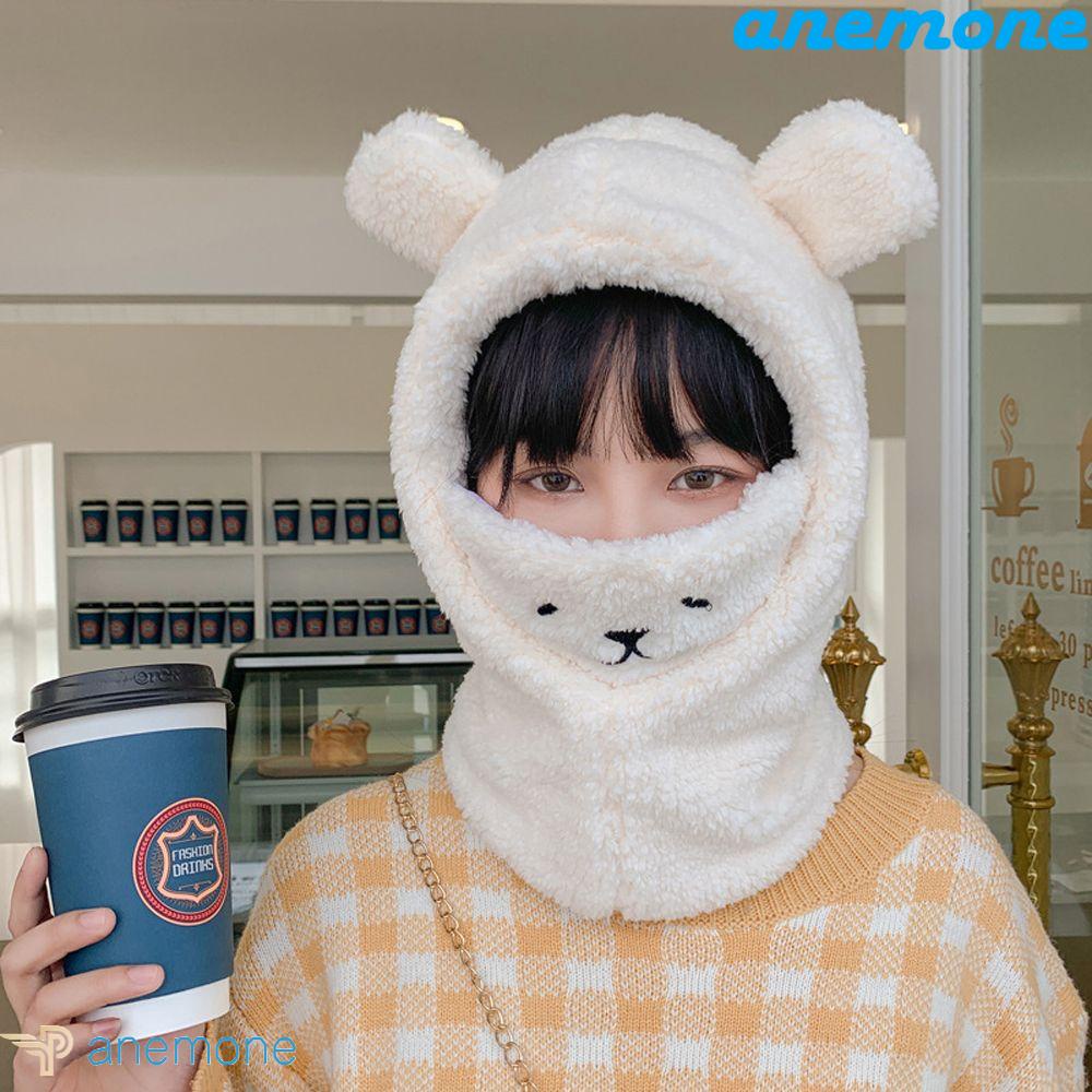 Mũ Len Giữ Ấm Tai Gấu Bông Phong Cách Nhật Bản Dành Cho Nữ