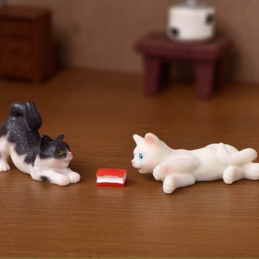 ​​​​Mô Hình Tiểu Cảnh "Mèo lười học, Mèo ngủ gật cute Mini" Trang Trí Sen Đá, Sân Vườn/ Chậu Cây, DYI, Terrarium