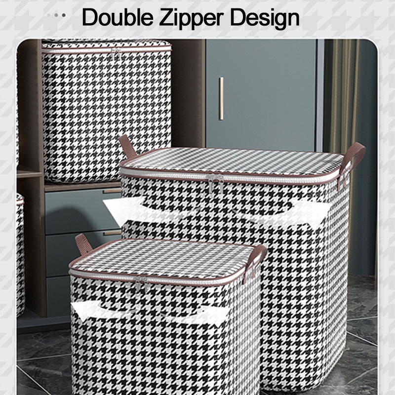 Túi Đựng Chăn Mền Bằng Vải Không Dệt Gọn Nhẹ Chống Ẩm / Bụi Bẩn Có Khóa Kéo Đôi