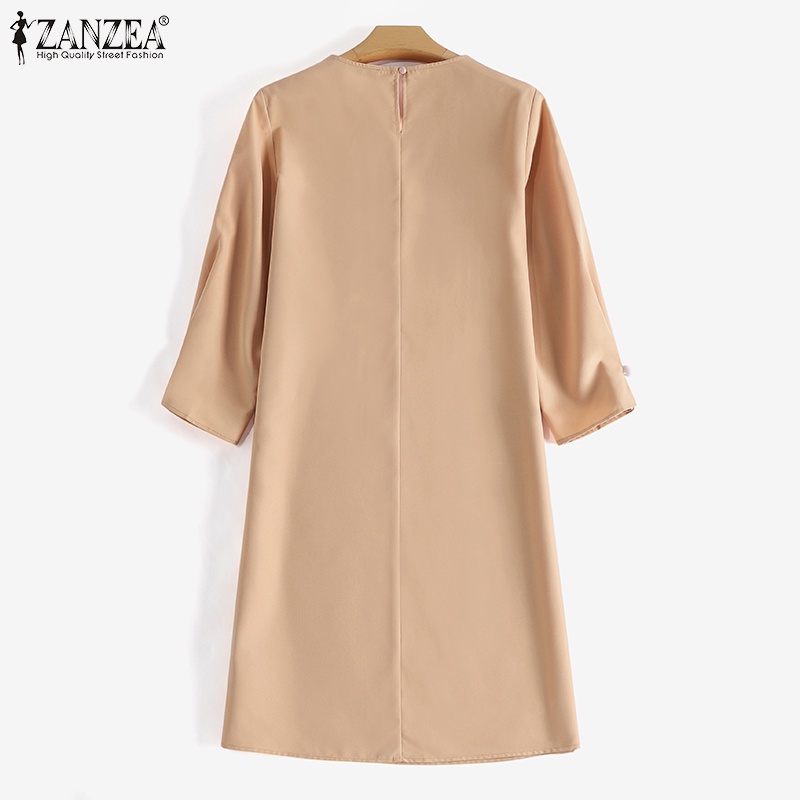 Đầm Nữ Tay Lửng Phong Cách Hàn Quốc Thời Trang ZANZEA