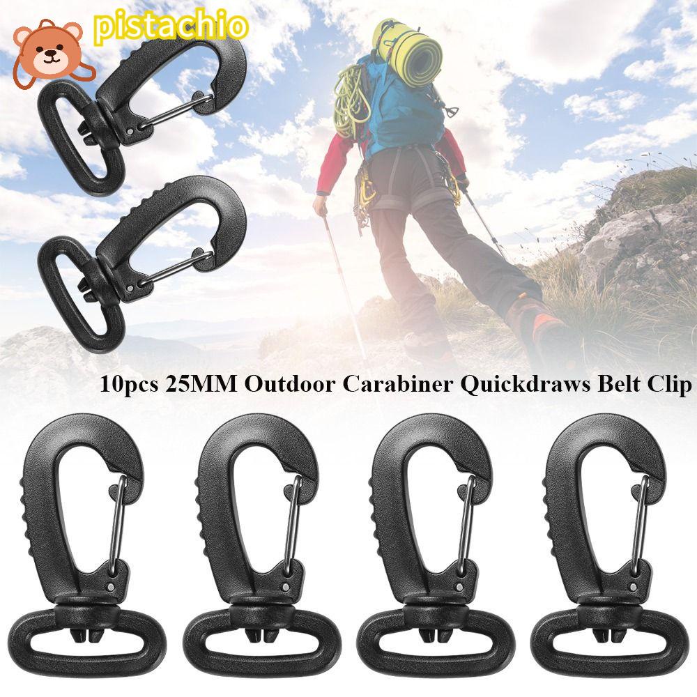 Set 10 Móc Khóa Ba Lô Bằng Nhựa Hợp Kim Màu Đen Có Thể Xoay Được Dùng Khi Đi Cắm Trại / Leo Nú