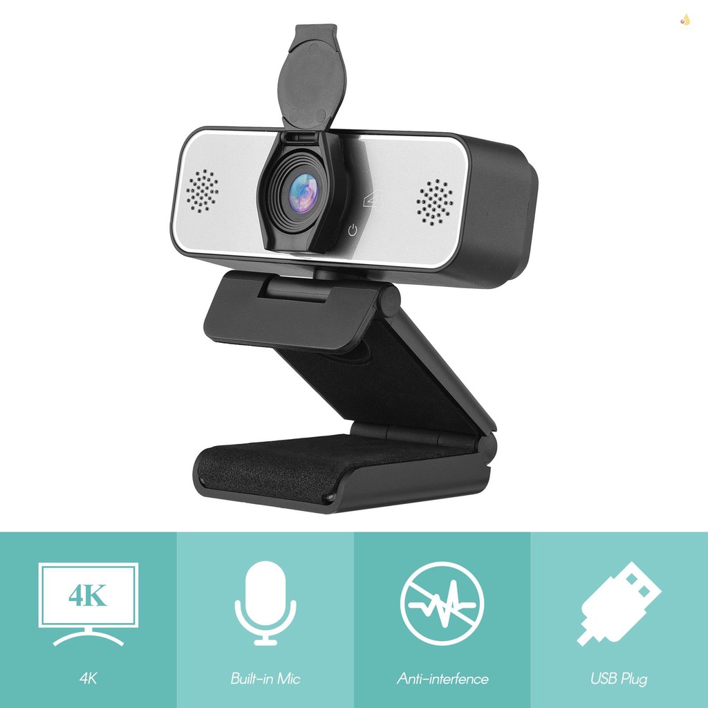 Webcam 4K Ultra HD USB Kèm Micro Cố Định Cho Máy Tính Laptop