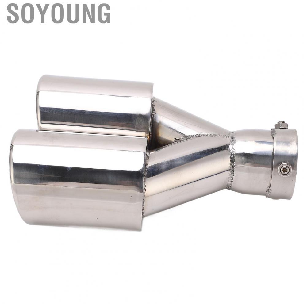 Soyoung Dual Exhaust Tips Tailpipe  Corrosion Universal Bevel Cut for Replacement