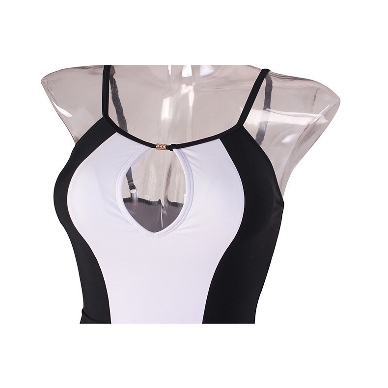 Bộ Đồ Bơi Một Mảnh Lưng Cao Màu Trắng Đen Phong Cách Nhật Hàn Quyến Rũ