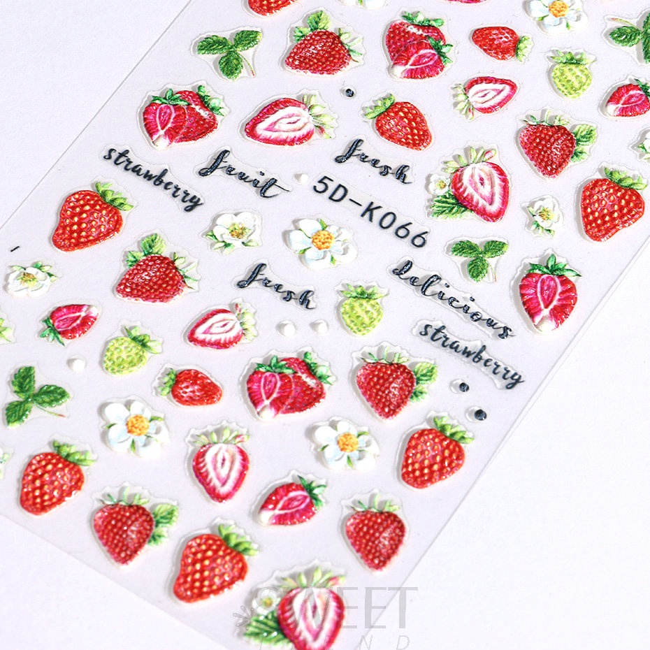5d Chanh Dập Nổi Dán Móng Tay Anh Đào Dâu Dưa Hấu Trái Cây Mùa Hè Khắc Đề Can Làm Móng Tay Trang Trí