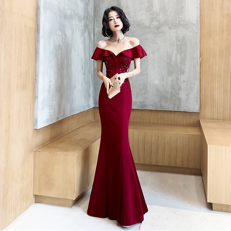 Đầm Đuôi Cá Dự Tiệc Thiết Kế Mới Đính Kim Sa Lấp Lánh Thời Trang Dành Cho Nữ