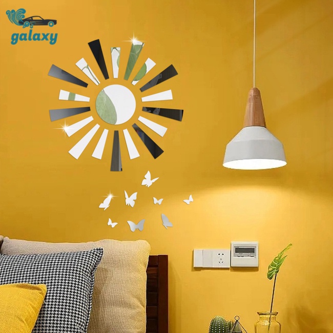 Galaxy Miếng Dán Tường Tráng Gương Acrylic Hình Hoa Hướng Dương / Bướm Phản Quang Trang Trí Nhà Cửa