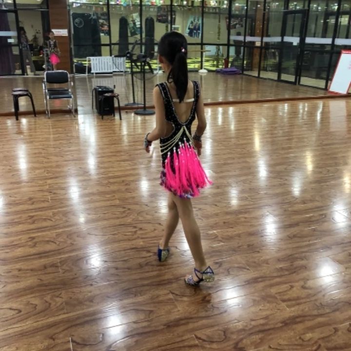 Chân Váy Khiêu Vũ Latin Màu Đen Tua Rua Thời Trang Mùa Xuân 2019 Cho Bé Gái