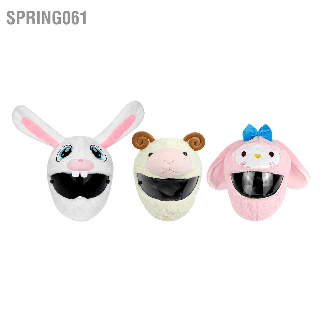 Spring061 Mũ Bảo Hiểm Xe Máy Bao Hoạt Hình Phong Cách Mềm Mại Ấm Áp Sang Trọng Bông PP Dễ Thương Cho Ngoài Trời Đạp Đi