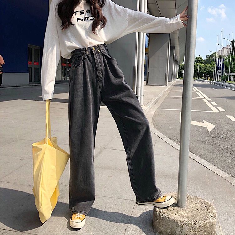 Quần Jean Ống Rộng Lưng Cao Phong Cách Retro Thời Trang Mùa Hè Mới Cho Nữ