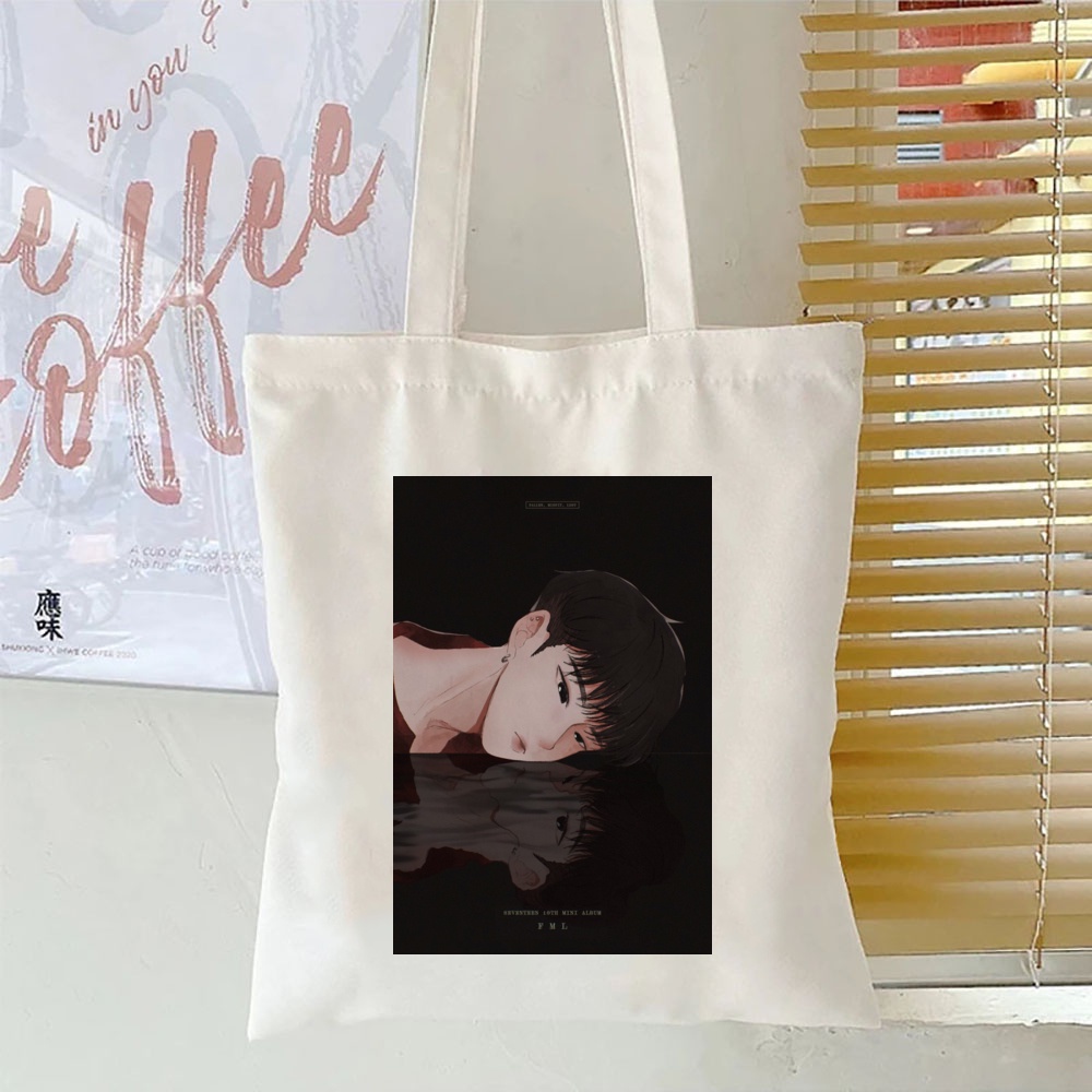 Seventeen Túi Vải canvas Đeo Vai Phong Cách Nhóm Nhạc Hàn Quốc