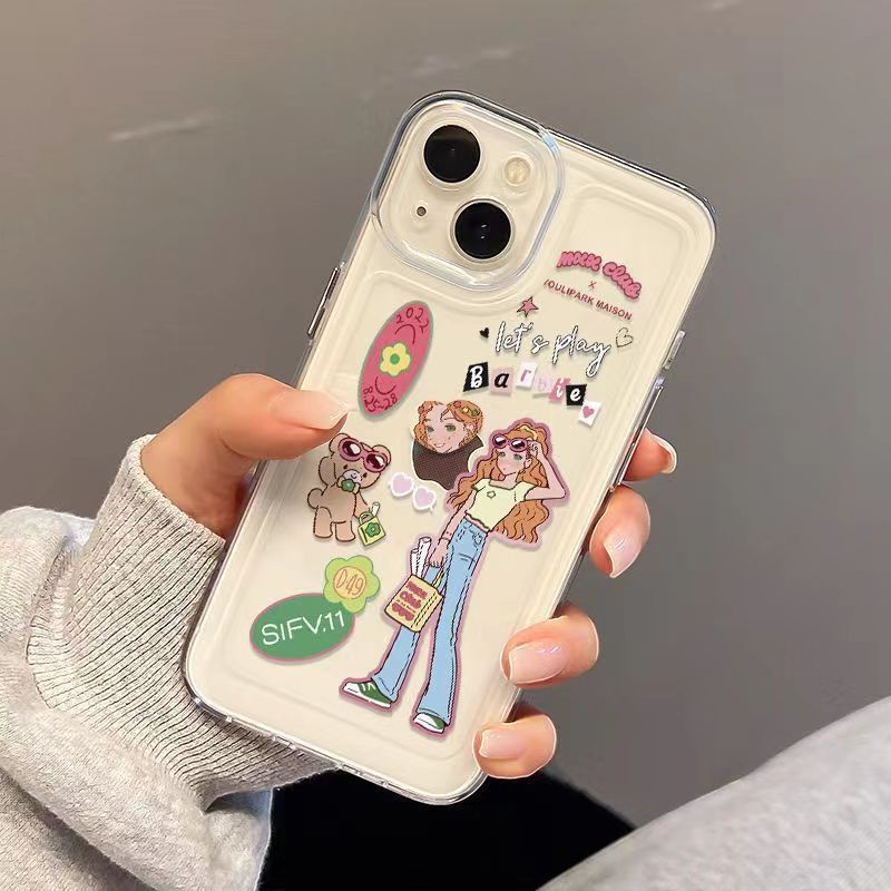 ✅Ốp Điện Thoại Trong Suốt Họa Tiết Cô Gái / Không Gian Độc Đáo Chống Sốc Cho iPhone12 pro 14pro 11 xr T7MZ