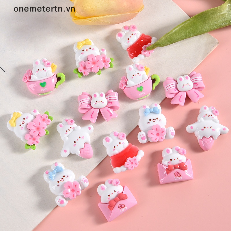 Set 5 Tượng Nhựa Hoạt Hình Mini Màu Hồng Hoa Anh Đào Dễ Thương