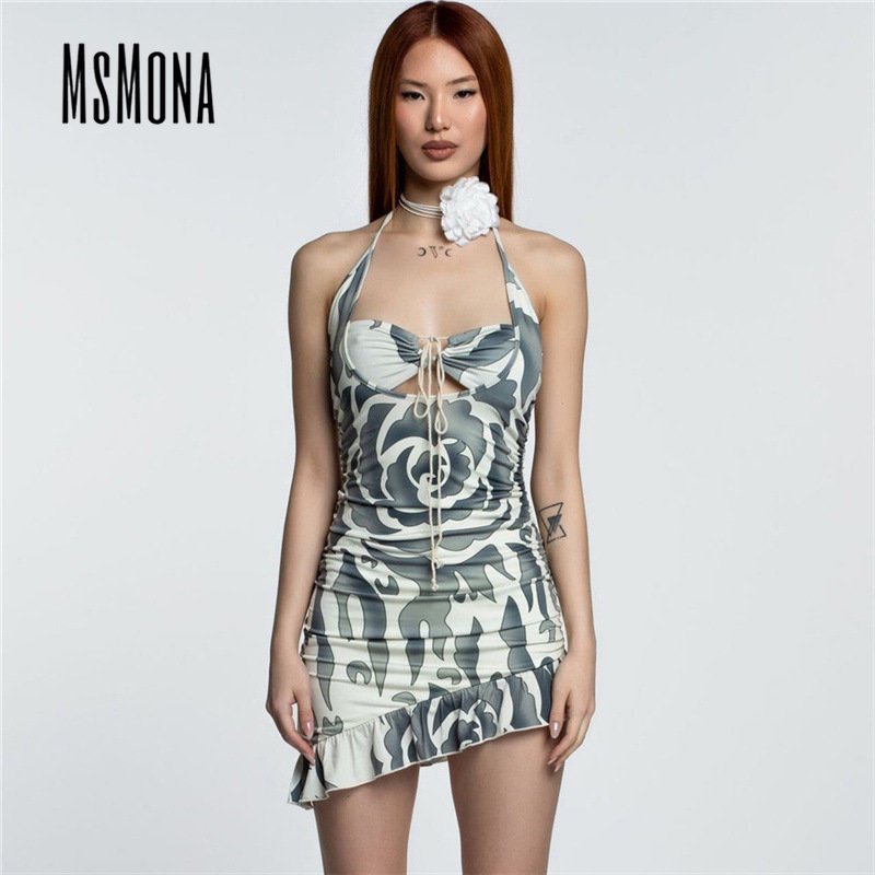 Đầm Mini Không Tay Hở Vai Phối Màu Tương Phản Thời Trang 2023 Cho Nữ