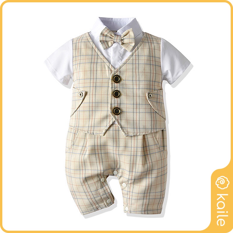 Bộ Đồ Hóa Trang Dễ Thương Cho Bé Trai 0-2 Tuổi⚡️Bộ Áo Liền Quần Tay Ngắn Giả Vest Kiểu Thanh Lịch Cho Bé Trai⚡️Bộ Đồ Kaile Thiết Kế Dễ Thương Cho Bé