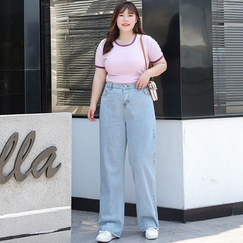 Quần Jean Lửng Dáng Rộng Co Giãn Tốt Thời Trang Mùa Hè Cho Nữ Lên Đến 300Kg 100kg