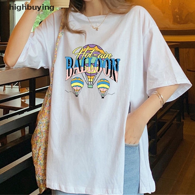 Áo Thun Tay Ngắn Cổ Tròn In Hình Bong Bóng Y2K Thời Trang Mùa Hè Cho Nữ