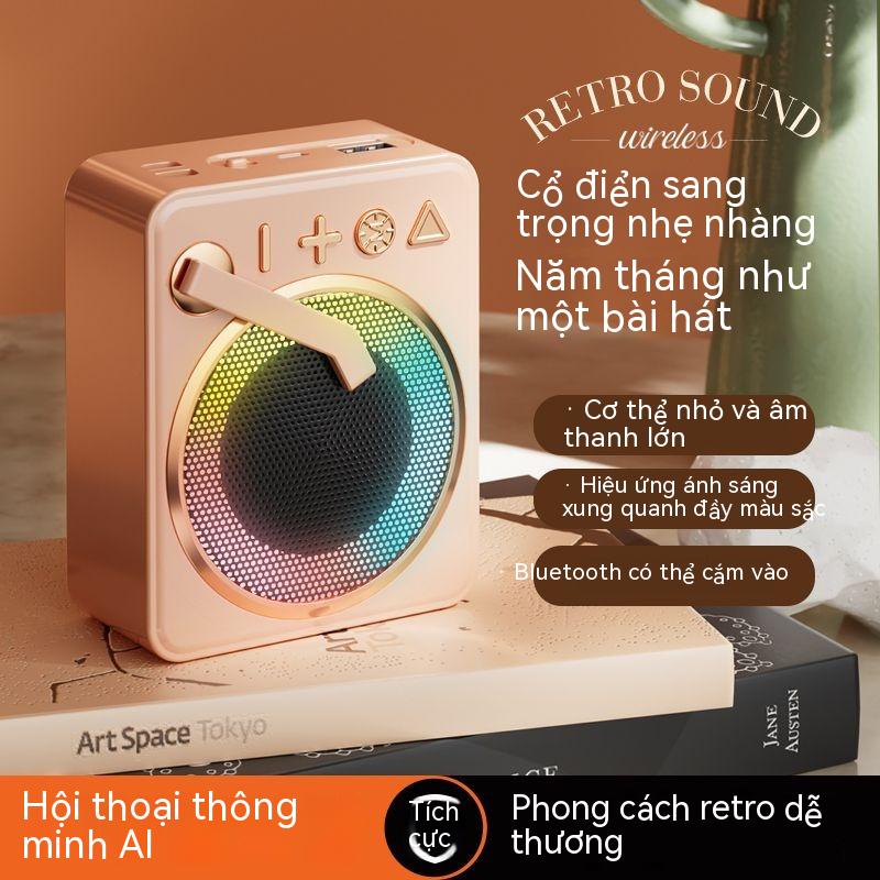 Loa Bluetooth Âm Lượng Lớn, Chất Lượng Âm Thanh Cao, Loa Siêu Trầm Mini Cầm Tay Gia Đình Retro