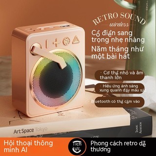 Loa bluetooth âm lượng lớn, chất lượng âm thanh cao, loa siêu trầm mini cầm tay gia đình retro